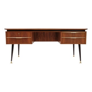 Large Desk with Brass Details, Germany, 1950s For Sale