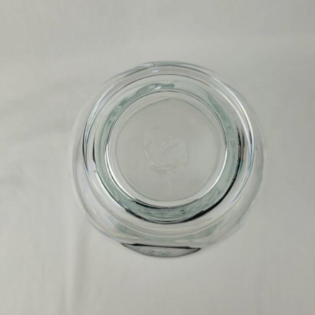 Early 21st Century Hand Blown Seeded Glass Hurricane Vase Swirl Ribbon Detail Clear 9" For Sale - Image 5 of 11