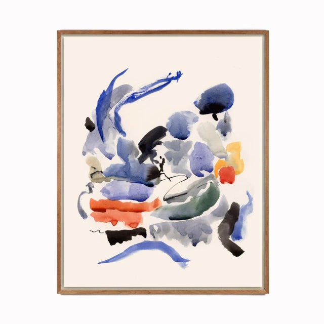 From M Frohman's "Blue Notes" series of abstract fine art prints. Painterly washes and inky strokes create a composition...