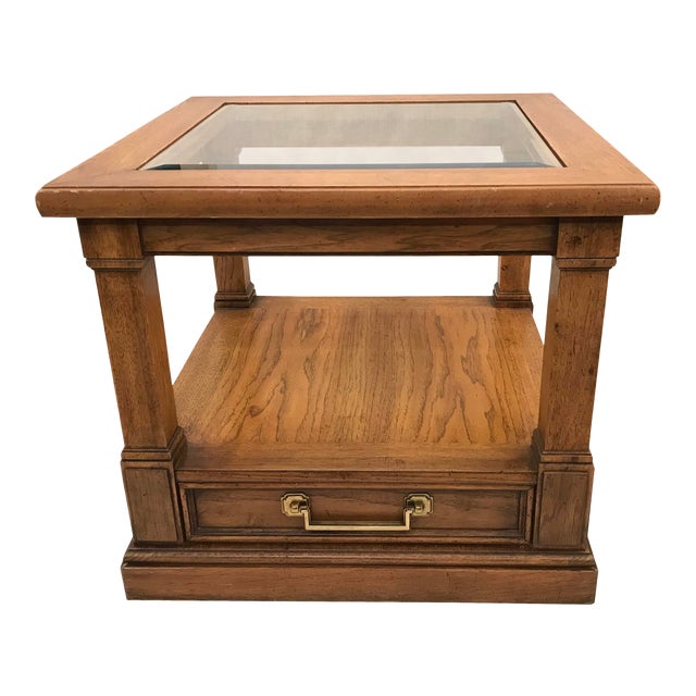 Midcentury Thomasville End Table With Glass Top Chairish