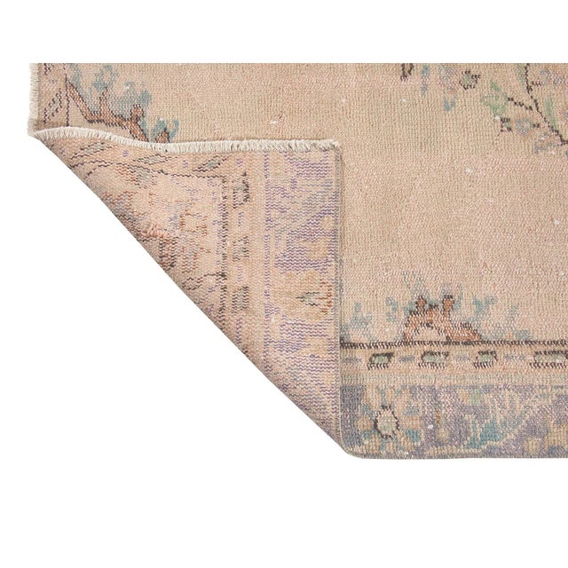 Mid 20th Century Vintage Faded Turkish Oushak Rug For Sale - Image 5 of 6
