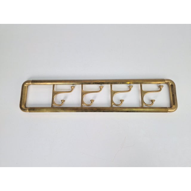 Vintage Art Deco Brass Wall Coat Rack with Folding Hooks, 1930 For Sale - Image 9 of 9