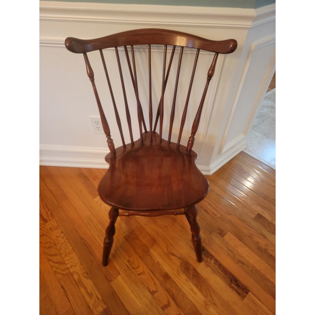 1971 Pennsylvania House Solid Cherry Dining Table & 6 Windsor Chairs (Van Sciver Retailer) For Sale In Philadelphia - Image 6 of 18