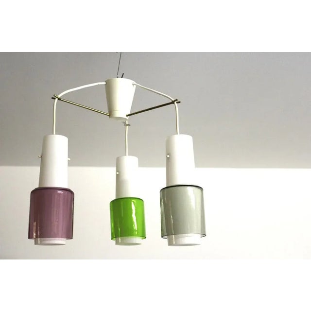 Glass Danish Ceiling Light with Colourful Glass Shades, 1960s For Sale - Image 7 of 10