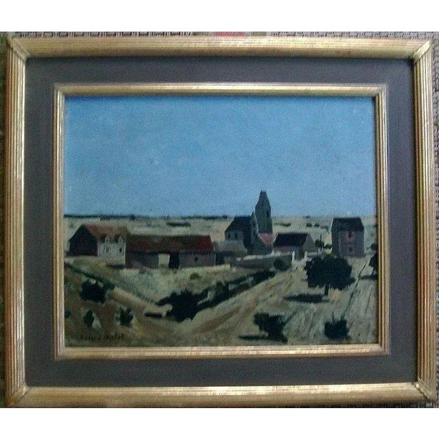 Roland Oudot (b. 1897) landscape oil on board. Measurements: 18" high x 21.5" wide framed. Good condition.