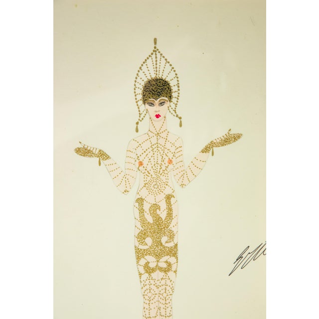 Early 20th Century Erté Fashion Gouache Illustration For Sale - Image 11 of 13