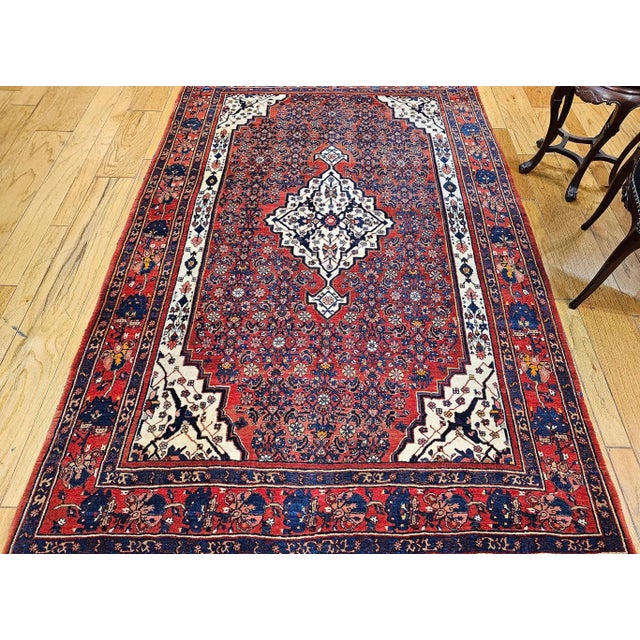 Antique Bidjar Area Rug, Handwoven Wool, Herati Design, 1920s For Sale - Image 4 of 12