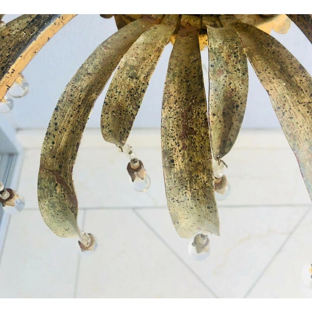 c1940's French Maison Bagues Hollywood Regency Pneapple Top form Chandelier. Stunning detail, crystal and mercury glass.