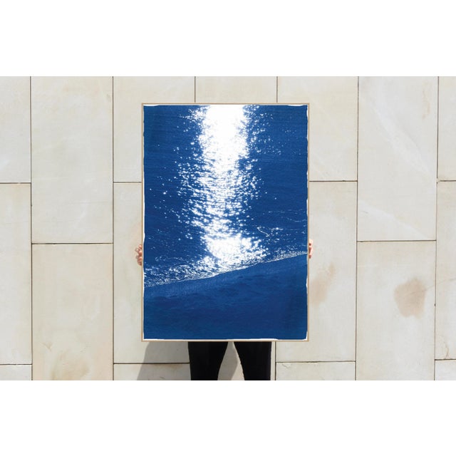 2020s 2021 "Dark Beach Sunrise" Contemporary Seascape Blue and White Cyanotype For Sale - Image 5 of 6