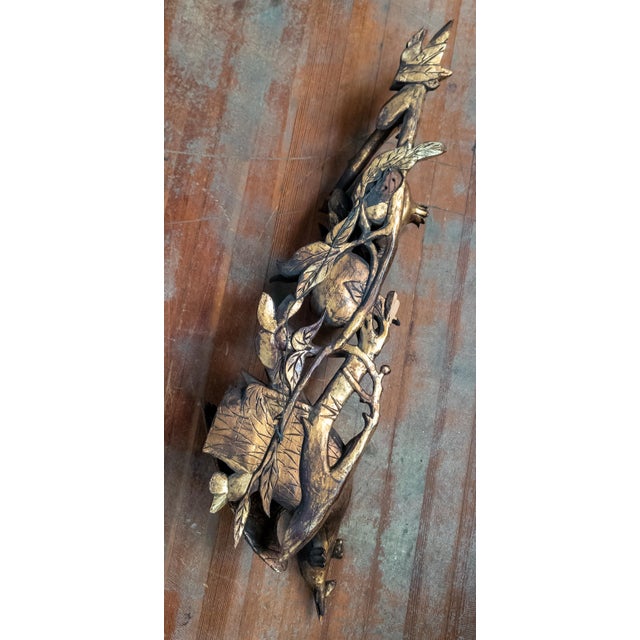 19th Century Chinoiserie Chinese Carved Giltwood Architectural Fragment With Birds and Pomegranates For Sale - Image 16 of 18