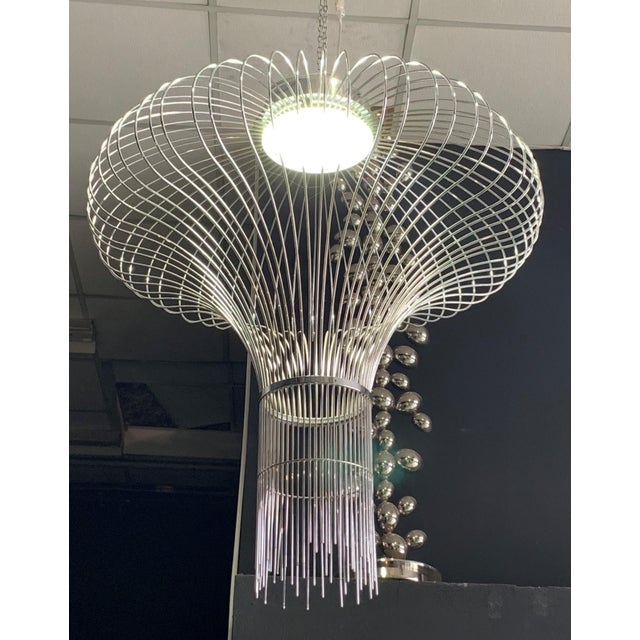 2010s 21st Century Sculptural Modern Handmade Led Chandelier in Steel Chrome For Sale - Image 5 of 10