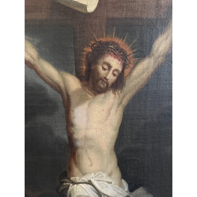 Christ on the Cross, 1700-1750, Oil on Canvas, Framed For Sale - Image 5 of 13