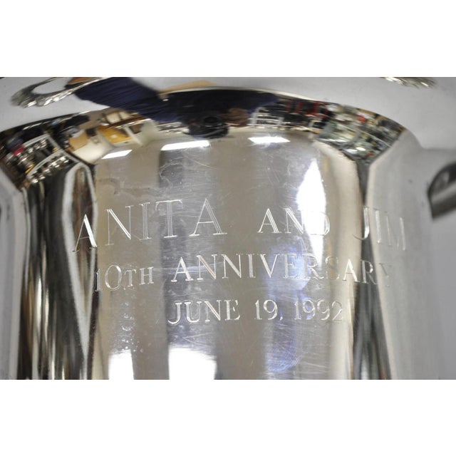 Vintage Silver Plated Trophy Cup Urn Champagne Chiller Ice Bucket 10 Anniversary For Sale - Image 14 of 16