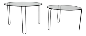Stacking Side Tables in Iron and Glass, 1970s, Set of 2