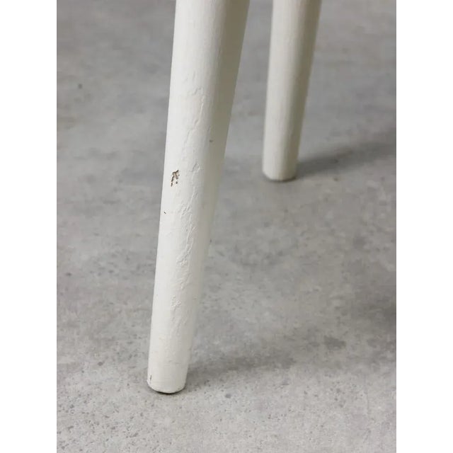 Vintage Italian Stool in Beige Fabric, 1980s For Sale - Image 9 of 11