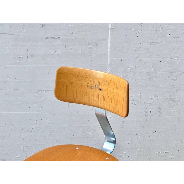 1960s Vintage Industrial Work Chairs in Wood & Metal, 1964 For Sale - Image 5 of 15