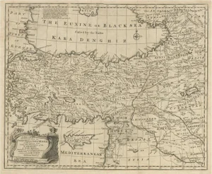 Antique Map of Asia Minor with Cyprus, Syria and Turkey and the Black Sea, 1747