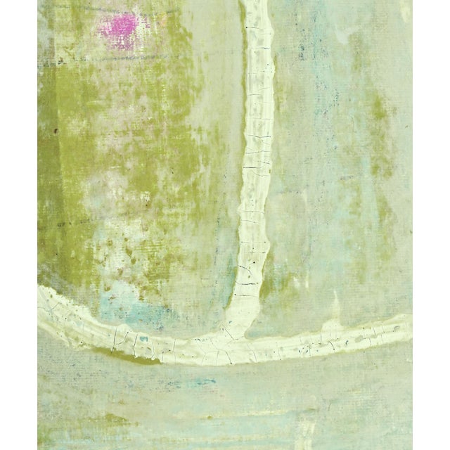 Fiesta. XIV WHite Framed Surreal Shades of Yellow, Blue and Green Painting For Sale - Image 4 of 7