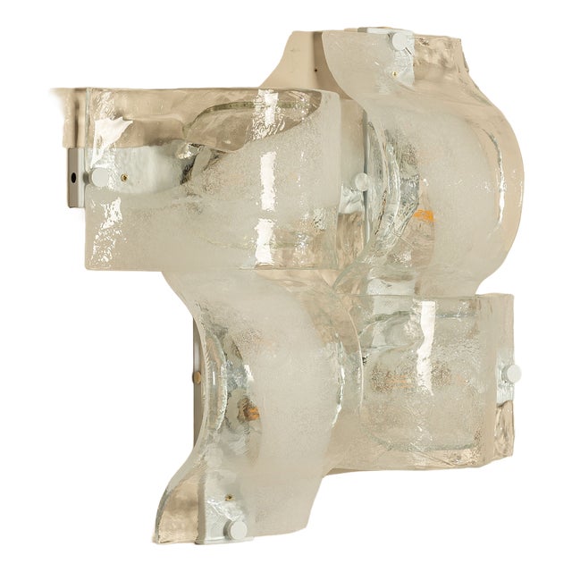 Crystal and White Sand LP 276 Compound Wall Lamps from AV Mazzega, Italy, 1970s, Set of 4 For Sale