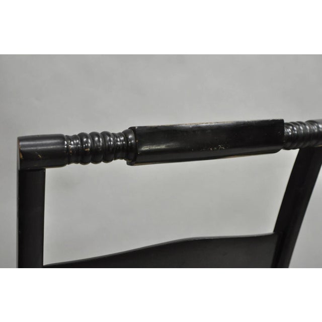 Black Mid 20th Century Vintage Nichols & Stone Hitchcock Harvest Stencil Painted Black Side Chair Pair For Sale - Image 8 of 12