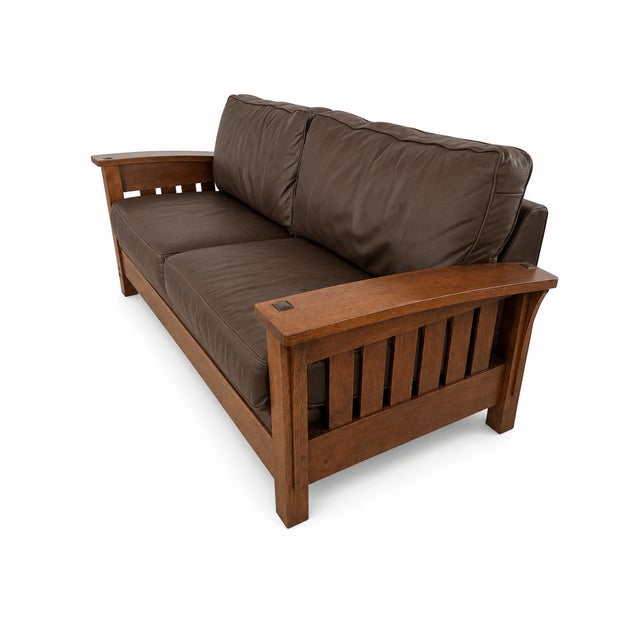 Mission Stickley Mission Stlye Bow Arm Couch For Sale - Image 3 of 3