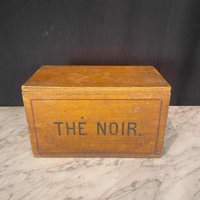 French Antique French Tea Box Faux Painted the Noir Large Decorative Box For Sale - Image 3 of 9