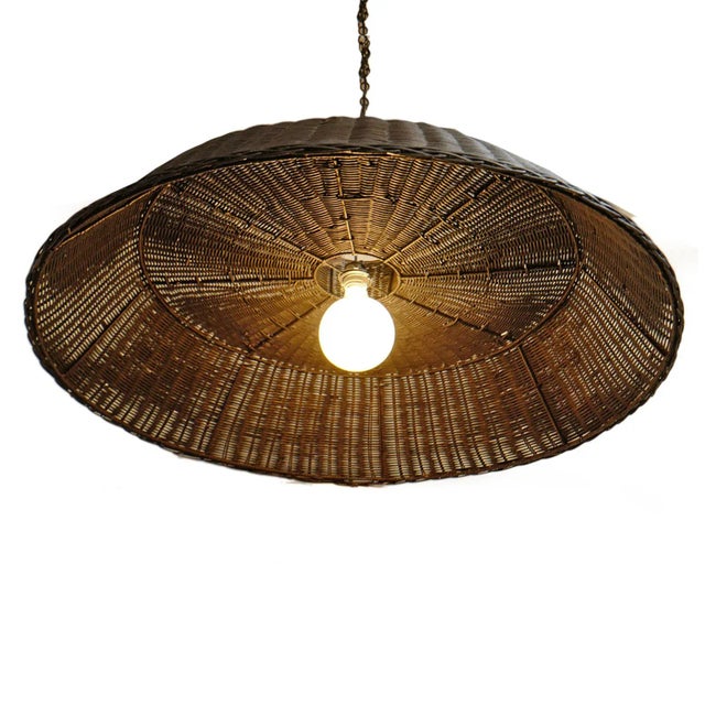 Contemporary Black Wicker Audrey Pendant Large For Sale - Image 3 of 9