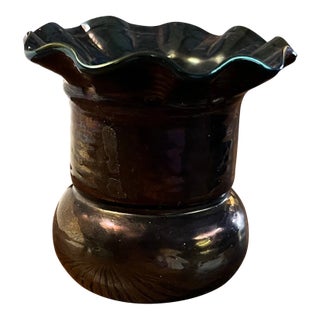 Mid 20th Century Iridescent Toothpick Holder With Scalloped Edge For Sale