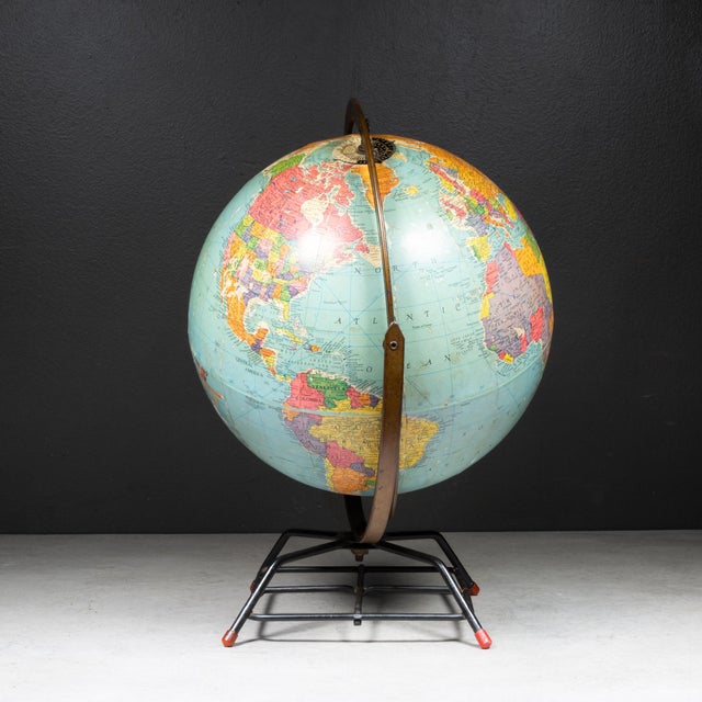 Vintage Mid-Century Replogle 12" World Globe on Atomic Wire Stand (C. 1954–1958) For Sale In San Francisco - Image 6 of 7