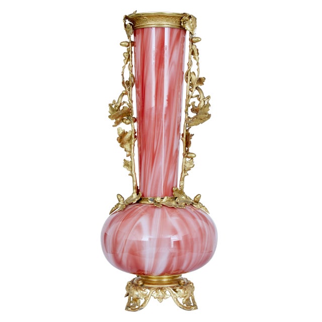 French Art Glass Vase with Ormolu Mounts, 1930s For Sale - Image 3 of 11