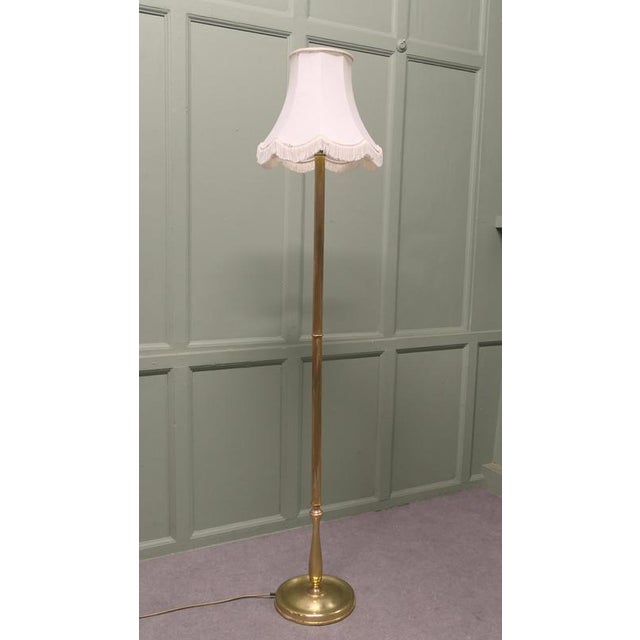 Vintage Slender Column Brass Floor Lamp, 1930 For Sale - Image 3 of 8