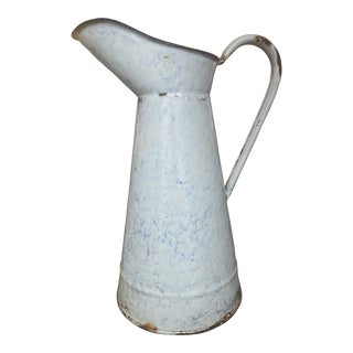 Mid 20th Century Large French Enamel Water Pitcher For Sale