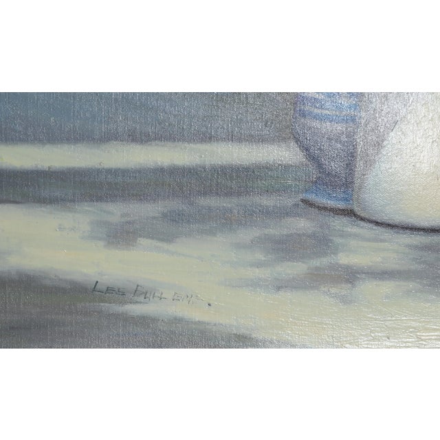 Vase of Flowers 12 Les Bullene Year: circa 1960 Size: 24 in. x 30 in. Oil on canvas, signed lower left Oil painting of a...