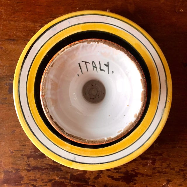 Raymor Vintage Italian Pottery Floral Compote For Sale - Image 4 of 6