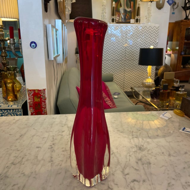 Geoffrey Baxter Ruby Red Glass Beak Vase for Whitefriars England For Sale In Miami - Image 6 of 13