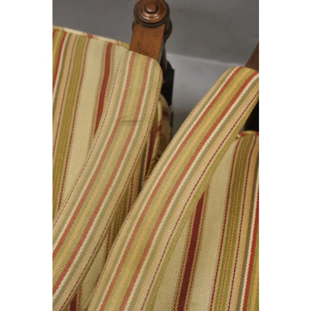 Wood Mid 20th Century Vintage Hollywood Regency French Style High Back Upholstered Arm Chairs - A Pair For Sale - Image 7 of 10