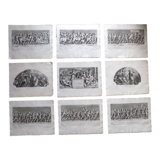 Authentic Antique 17th C. Large Folio Size Roman Triumphal Bas Relief Copperplate Engravings - Set of 9 For Sale