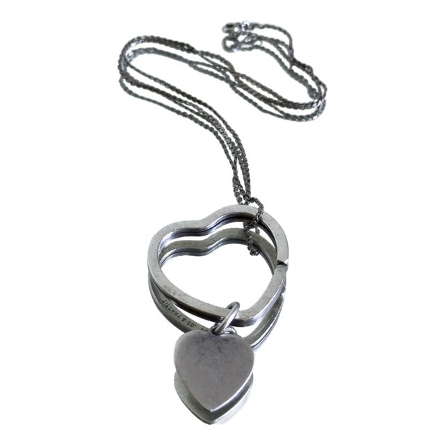 Vintage Tiffany & Co. Sterling Silver Heart on Heart Pendant Necklace 1990s For Sale