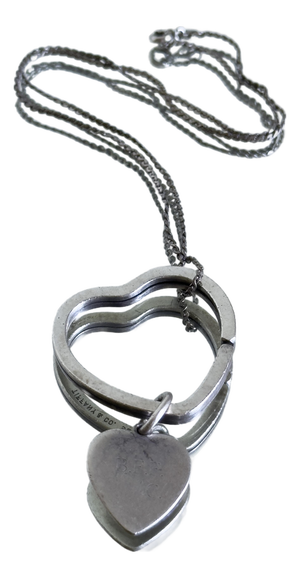 Vintage Tiffany & Co. Sterling Silver Heart on Heart Pendant Necklace 1990s