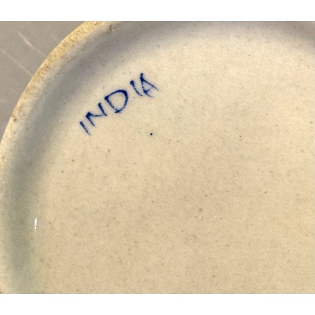 1950s-60s Indian blue floral ceramic ashtray. Excellent condition.