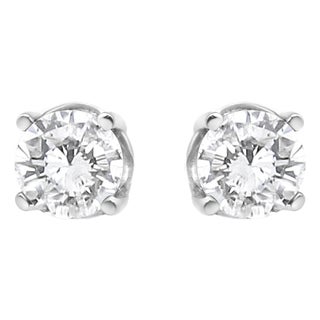 14K White Gold 3/4 Cttw Lab Grown Diamond 4-Prong Classic Stud Earrings (F-G Color, VS2-SI1 Clarity) For Sale