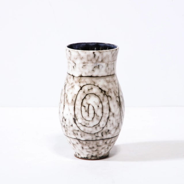 Mid-Century Modernist White and Earth Toned Ceramic Vase With Coiled Motif For Sale - Image 11 of 13