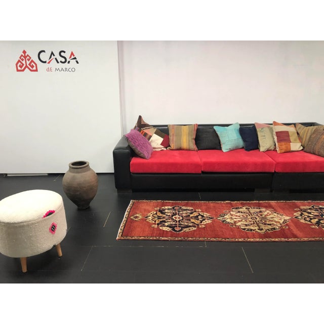 Textile Vintage Traditional Turkish Oushak Handmade Red Runner Rug For Sale - Image 7 of 11