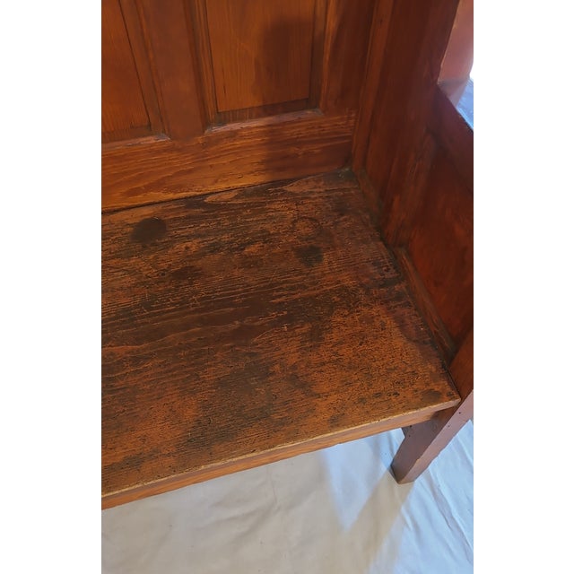 Wood Early 20th Century Large Antique Paneled Bench For Sale - Image 7 of 8