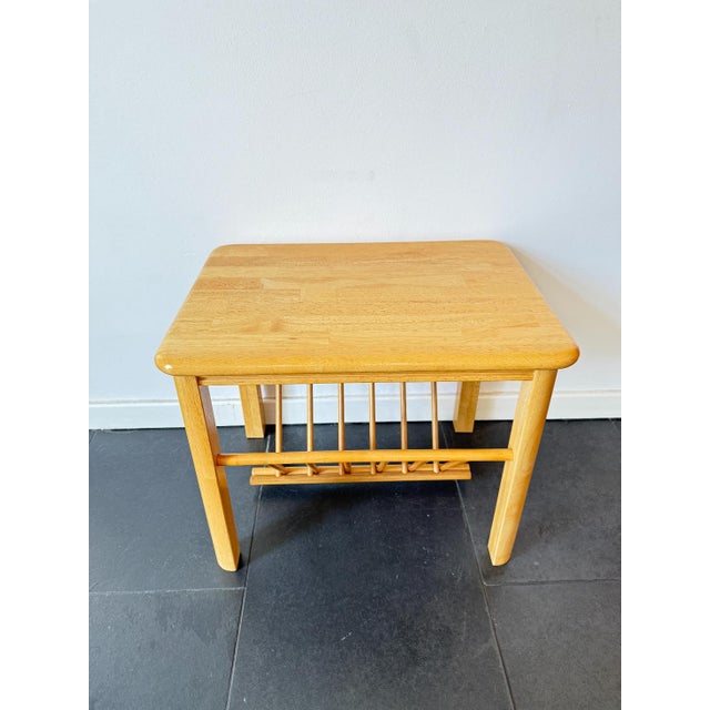 1980s Vintage Wooden Side Table with Magazine Rack, 1970s For Sale - Image 5 of 16