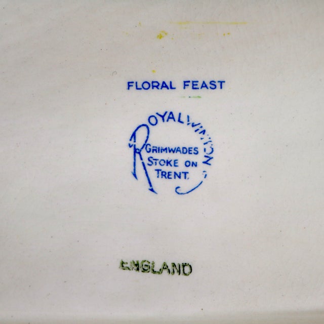 Metal Vintage Royal Winton Grimwades "Floral Feast" Chintz Rectangular Serving Tray For Sale - Image 7 of 10