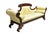 Antique American Empire Neoclassical Carved Mahogany Sofa with Gold Fabric. Item features beautiful wood grain, nicely...