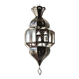 Vintage Handcrafted Granada Moroccan Glass Lantern, Octagonal Shape For Sale