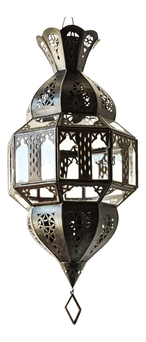 Vintage Handcrafted Granada Moroccan Glass Lantern, Octagonal Shape