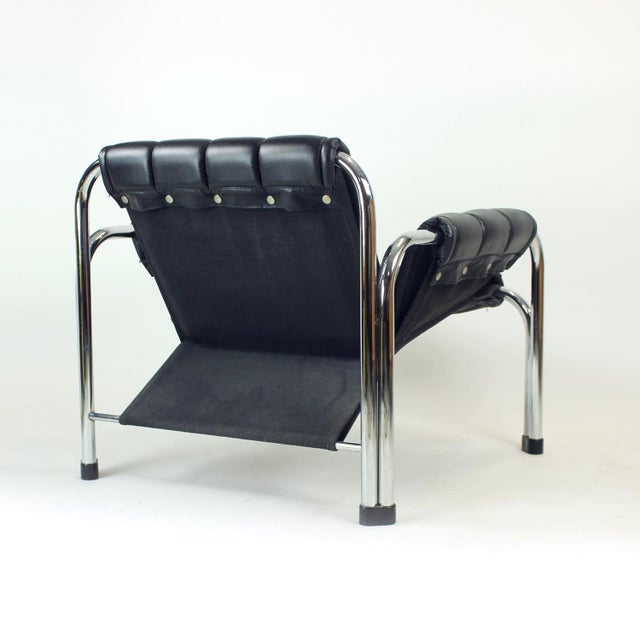 Lounge Chair in Chrome and Leatherette by Viliam Chlebo for Kodreta, 1980s For Sale - Image 4 of 14